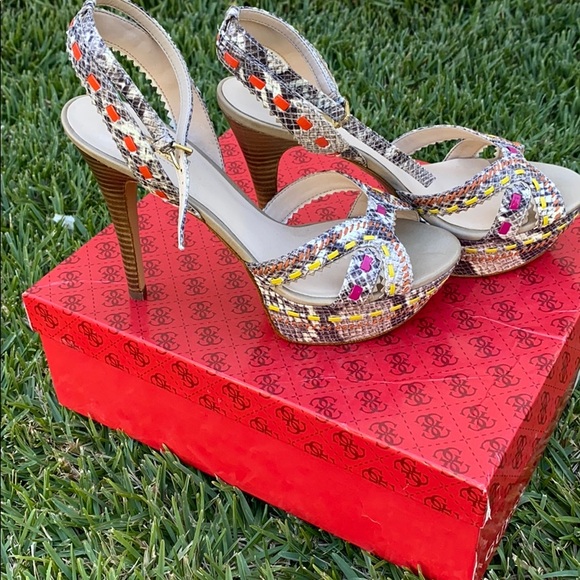 Guess Women's Strapped Platform High Heels - Picture 5 of 8